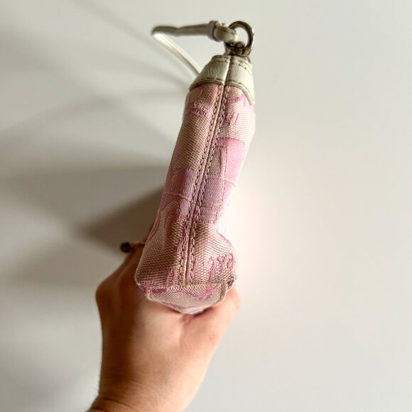 RARE Vintage Coach Y2K Pink Carriage Print Turn Lock Wristlet Mini Bag - Picture 3 of 10